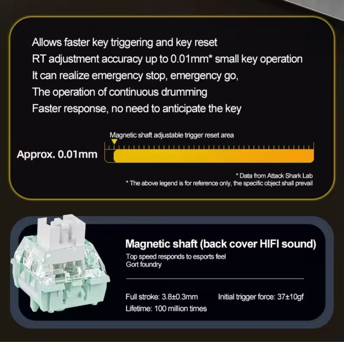 Магнітна ігрова клавіатура Attack Shark X68 HE 8K 128K RGB дротова