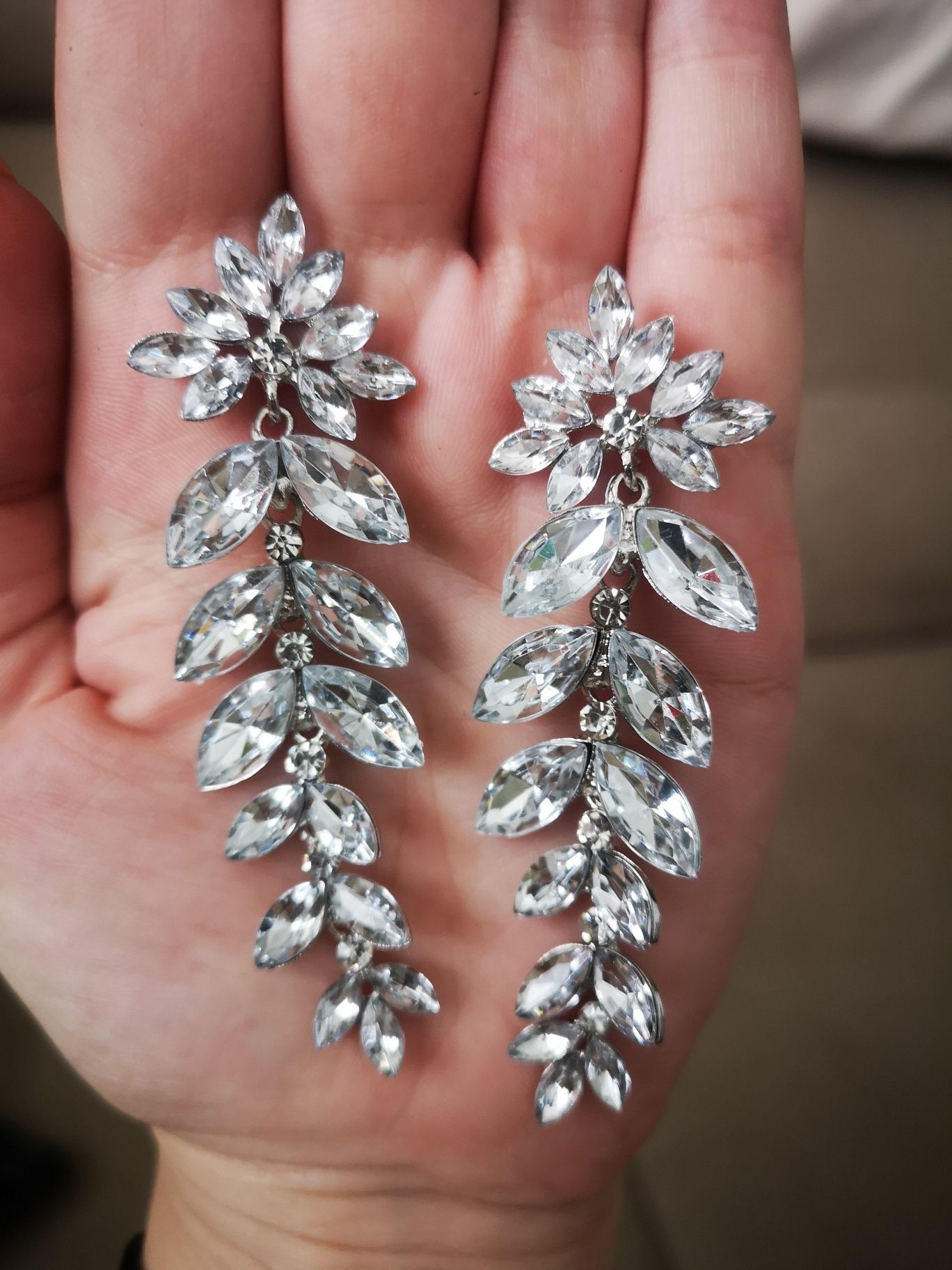 Nowe długie kolczyki ślub ślubne srebrne wesele komunia damskie