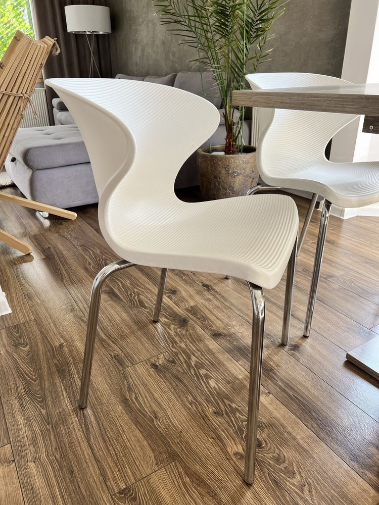 Krzesła białe nowoczesne do salonu plastikowe 6szt