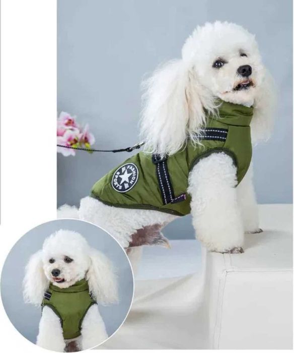 Kamizelka dla psa na zime, ciepła z odblaskami i szelkami, nowa XL