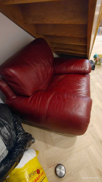 Sofa 3,2,1 Czerwona skóra naturalna Producent Polska