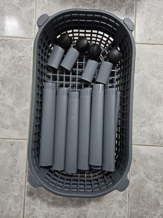 Cesto de Arrumação de 4 parteleiras cinzento em plástico.