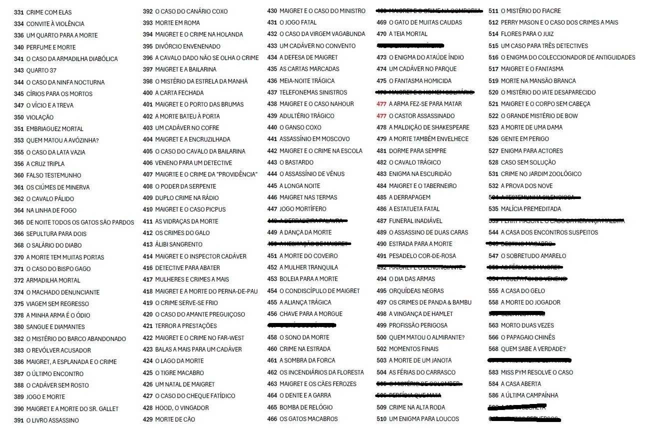 Mais de 350 livros diferentes da colecção policial VAMPIRO a €1 cada