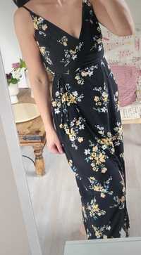 H&M kopertowa letnia sukienka w kwiaty z wiskozy 38