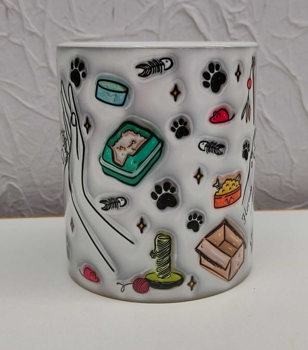 Kubek kocia łapa i właściciela 330ml dłoń plus łapka 1-6 kotków efe 3D