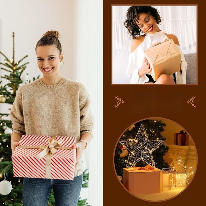 Lampa Stołowa LED w Kształcie Gwiazdy 2 Sztuki Dekoracja Świąteczna