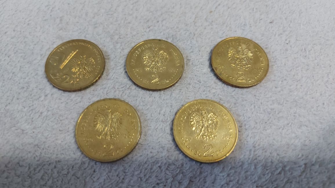 Zestaw monet 2zł okolicznościowych 5 sztuk.