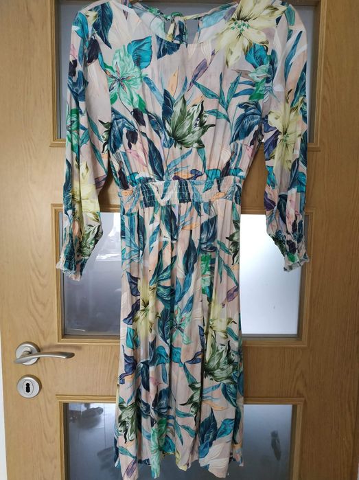 Sukienka liście z rozcięciem lato stan idealny możliwa wysyłka