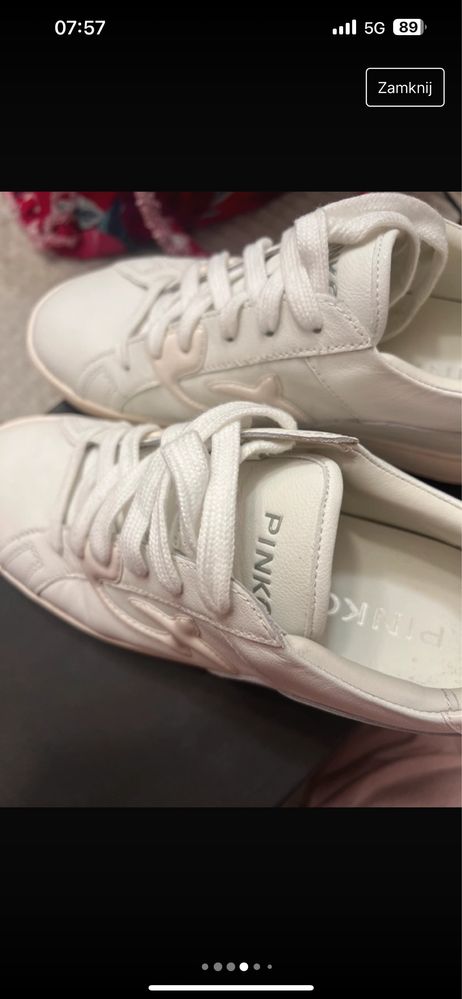 Buty sportowe Pinko sneakersy Liquirizia 38 białe skora naturalna