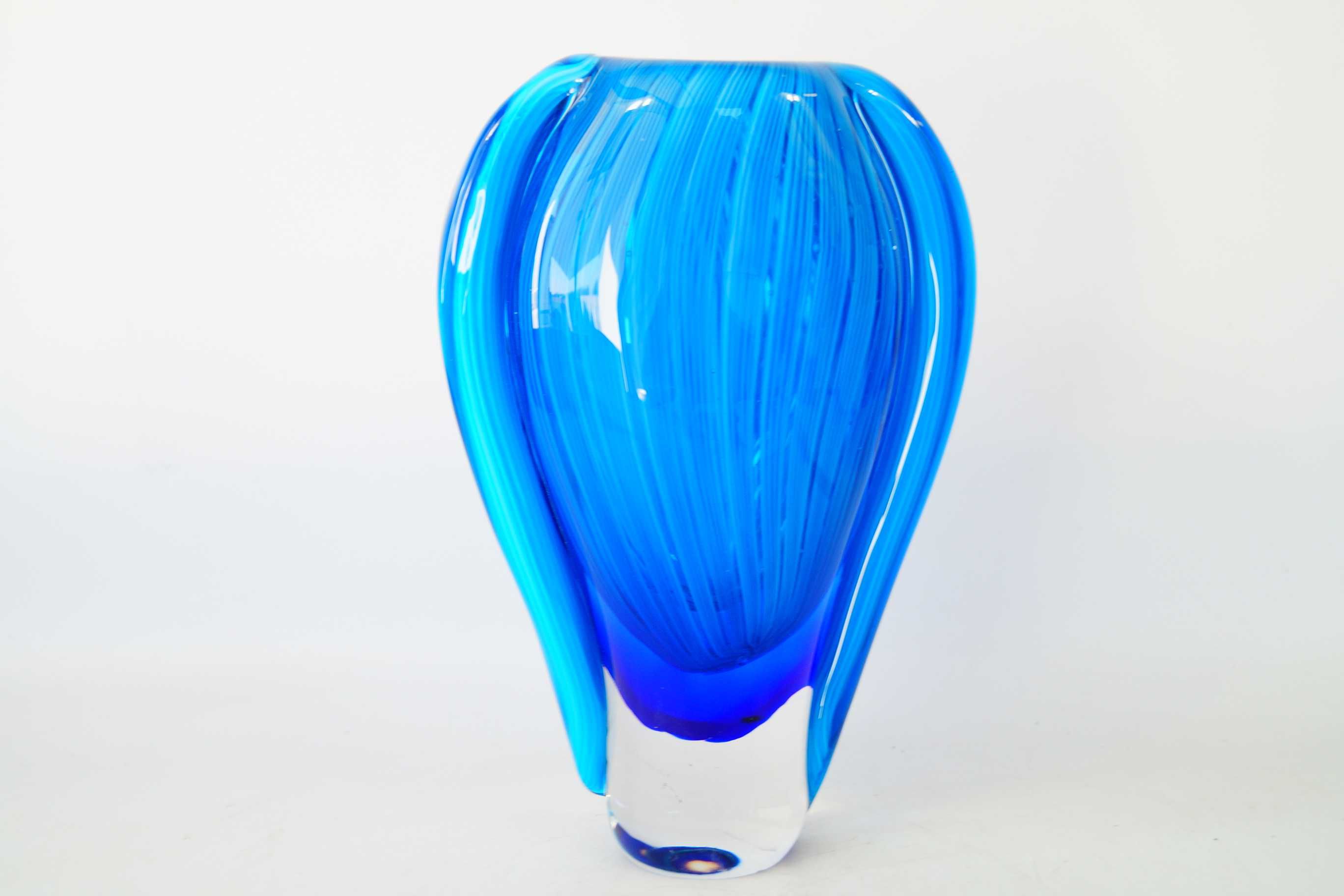 Murano style piękny niebieski wazon szkło dekoracyjne