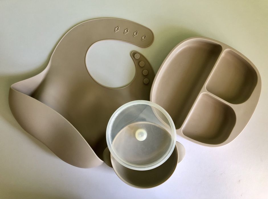 Набір силіконового посуду на присосці для дітей, посуд для прикорму