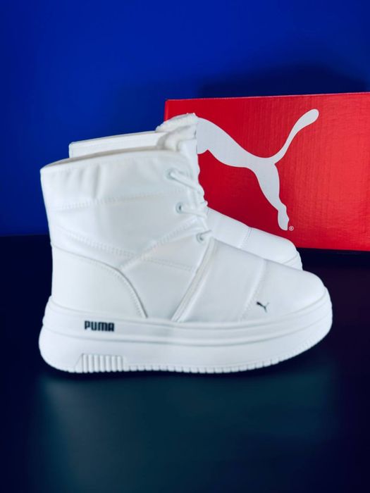 Дутики Puma Ultra White / Кожаные дутики белые Пума / Дутиши білі Пума