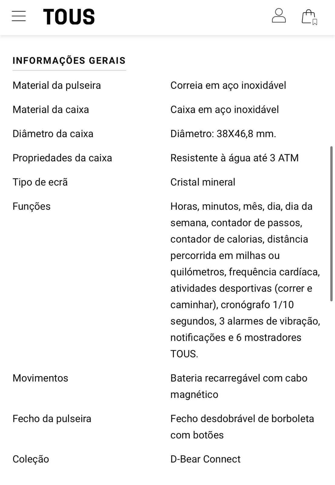 Smartwatch TOUS - NOVO