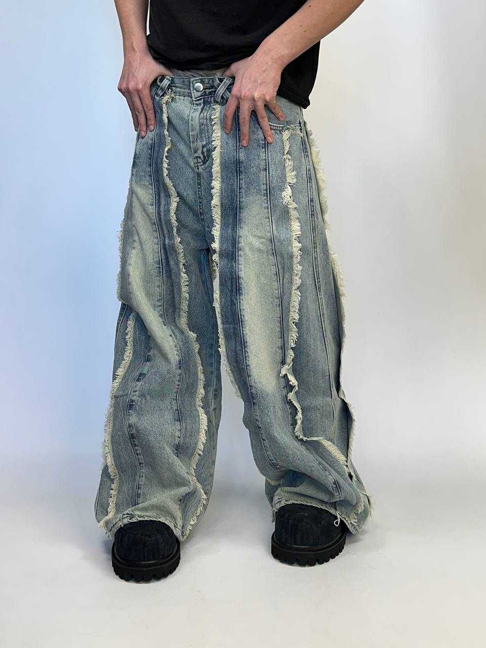 Distressed baggy custom jeans голубі штани джинси M L S