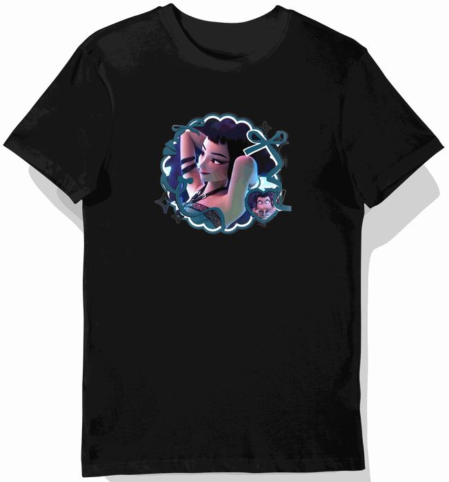 Koszulka dziecięca czarna z motywem postać niebieskie wstążki zoey 152