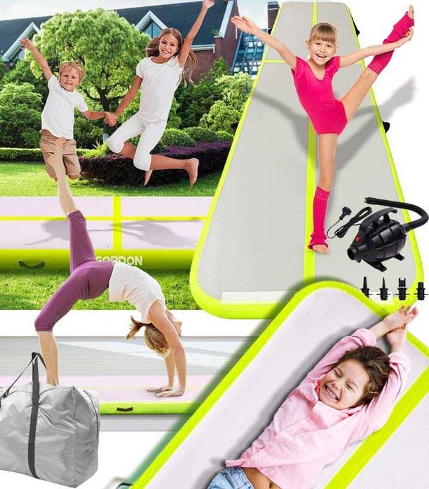 Zestaw Airtrack 5 M Zielony Ścieżka Akrobatyczna Mata Gimnastyczna