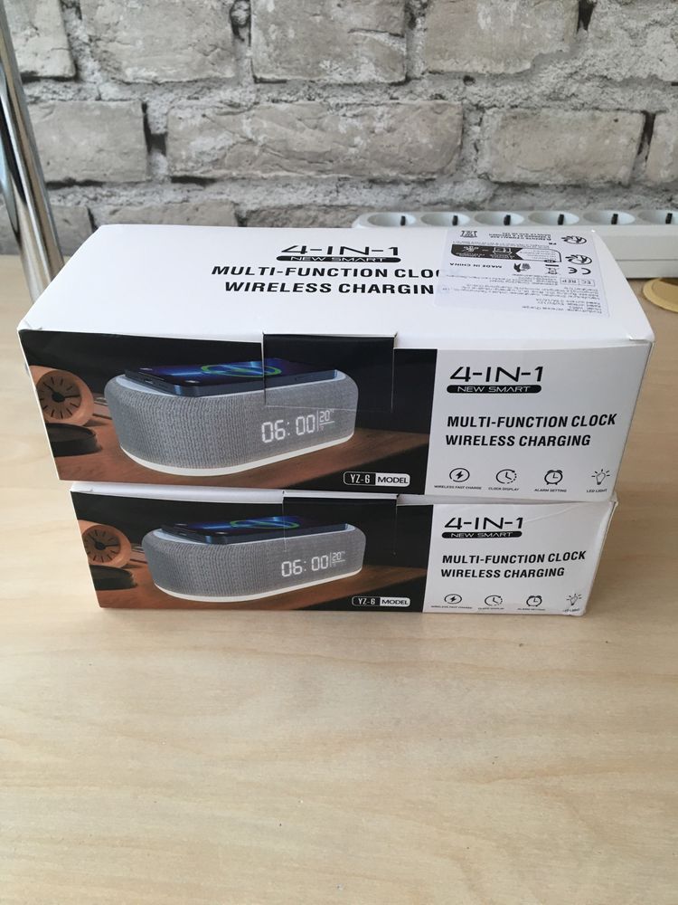 Беспроводная зарядка 15W, часы, термометр,ночьник, 4в1