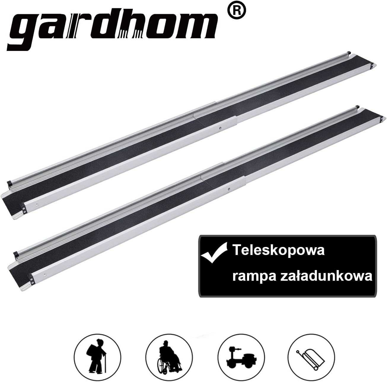 gardhom teleskopowe rampy do wózków inwalidzkich 98,5cm - 183cm