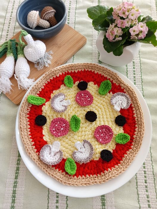 Pizza na szydełku, maskotka pizza, Crochet pizza, Montessori toy