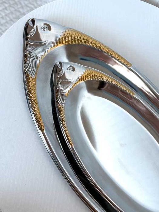 Dwie Vintage tace do serwowania ryb w oryginalnym opakowaniu