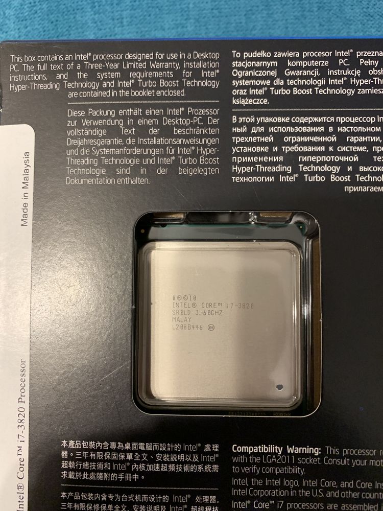 Intel i7 Core 3820 4 ядра 3600 МГц s2011 soket