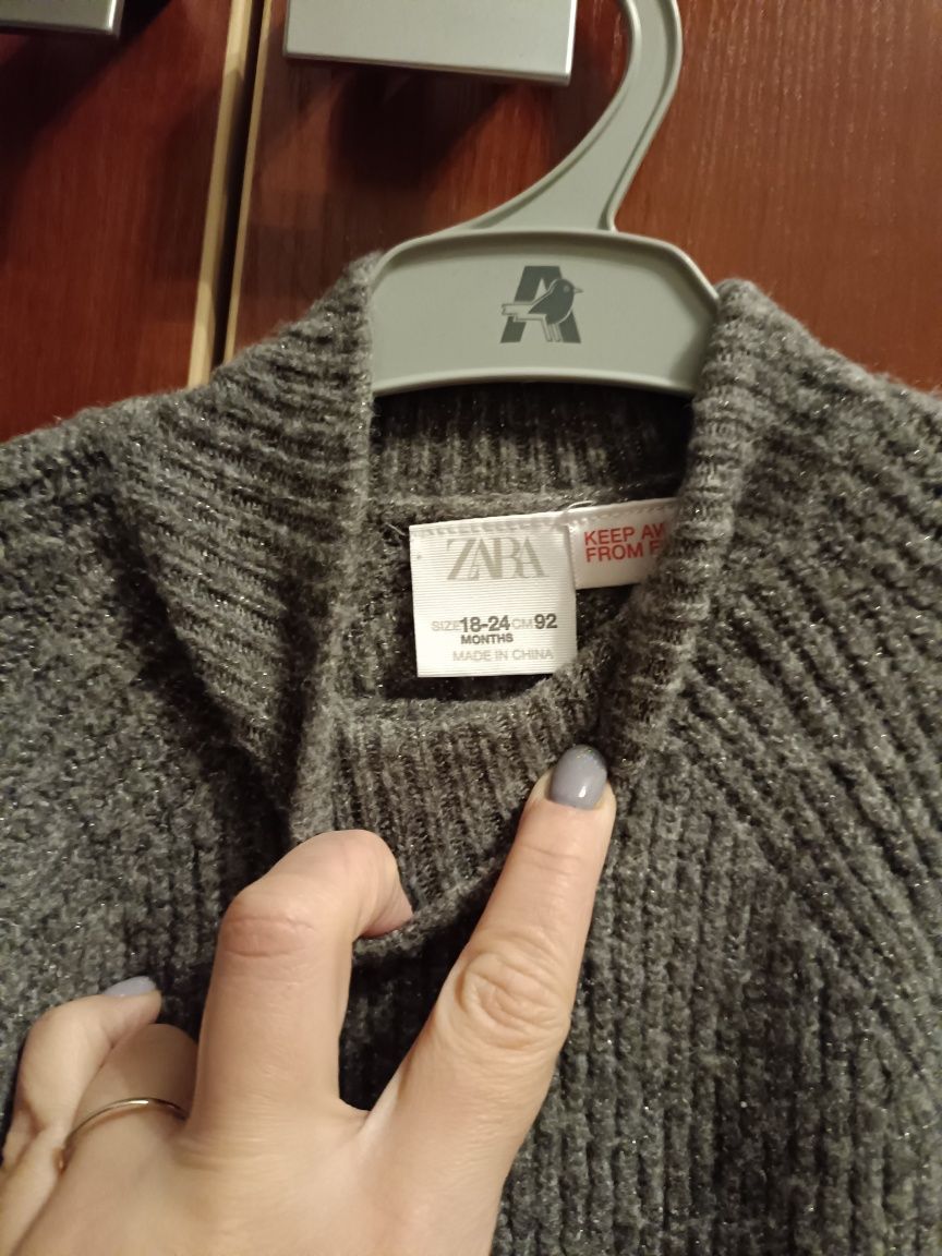 Sweter Zara świąteczny srebrna nitka 92