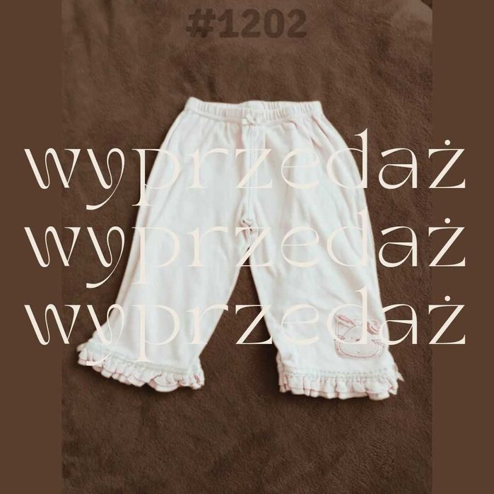 Spodnie z falbanką piżamka bawełna 9-12 miesięcy 74-80cm #1202