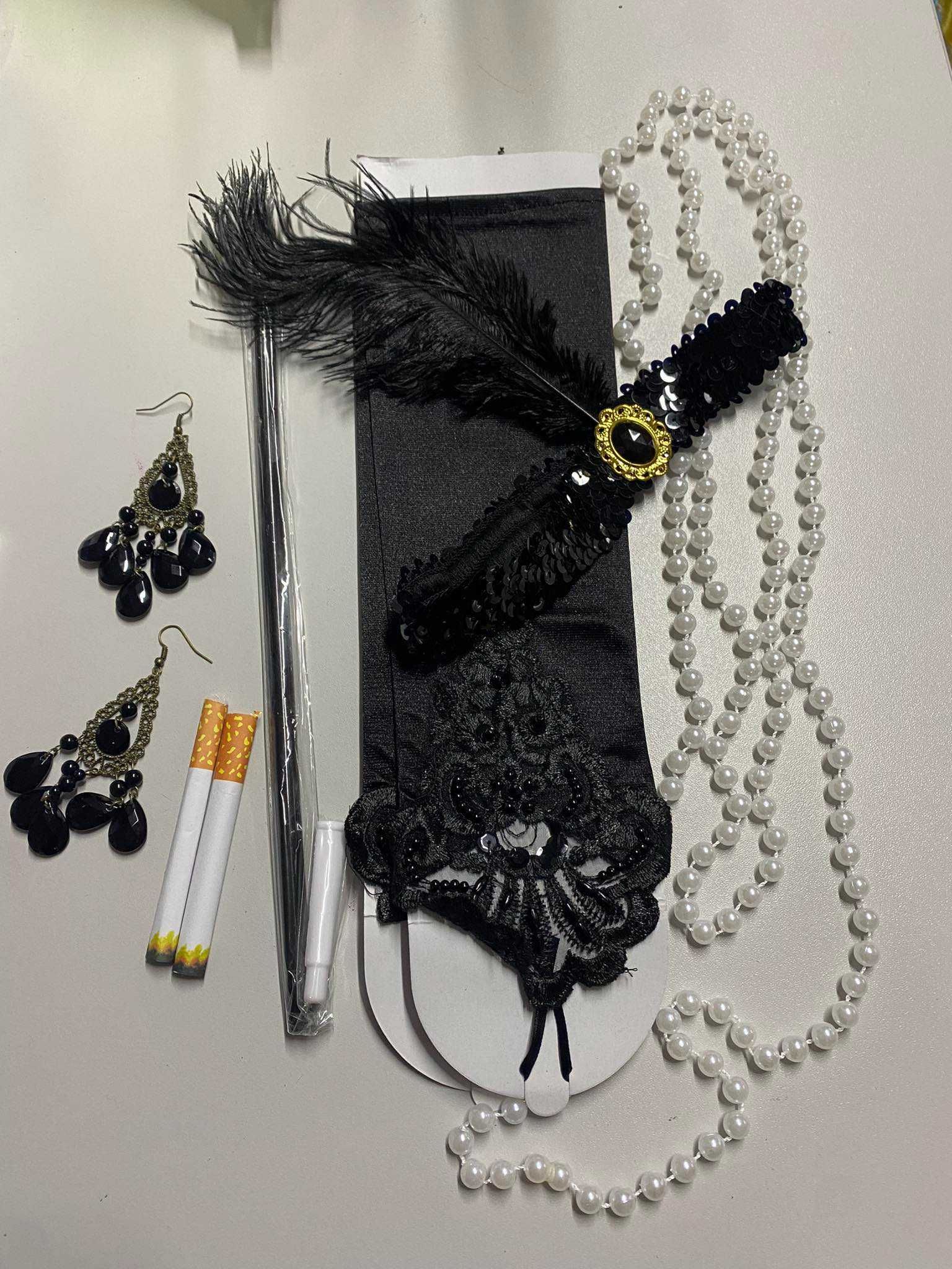 zestaw dodatków w stylu lat 20 30 Gatsby