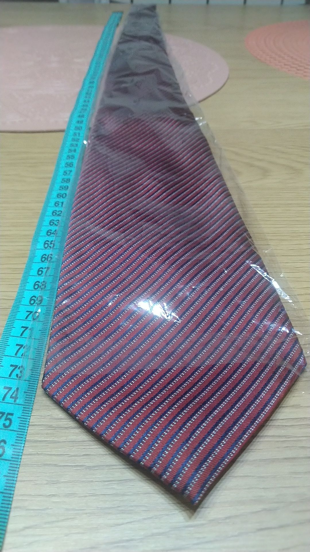 Krawat męski szeroki burgundowy bordowy w paski MZA