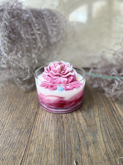 Świeca sojowa piwonia XXL urodzinowa zapachowa 350 g prezent
