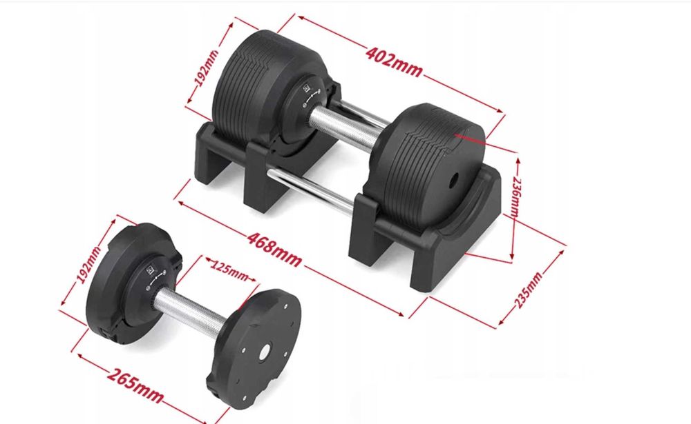 Nowa Hantla regulowana 41,5 kg 1szt paragon/fv