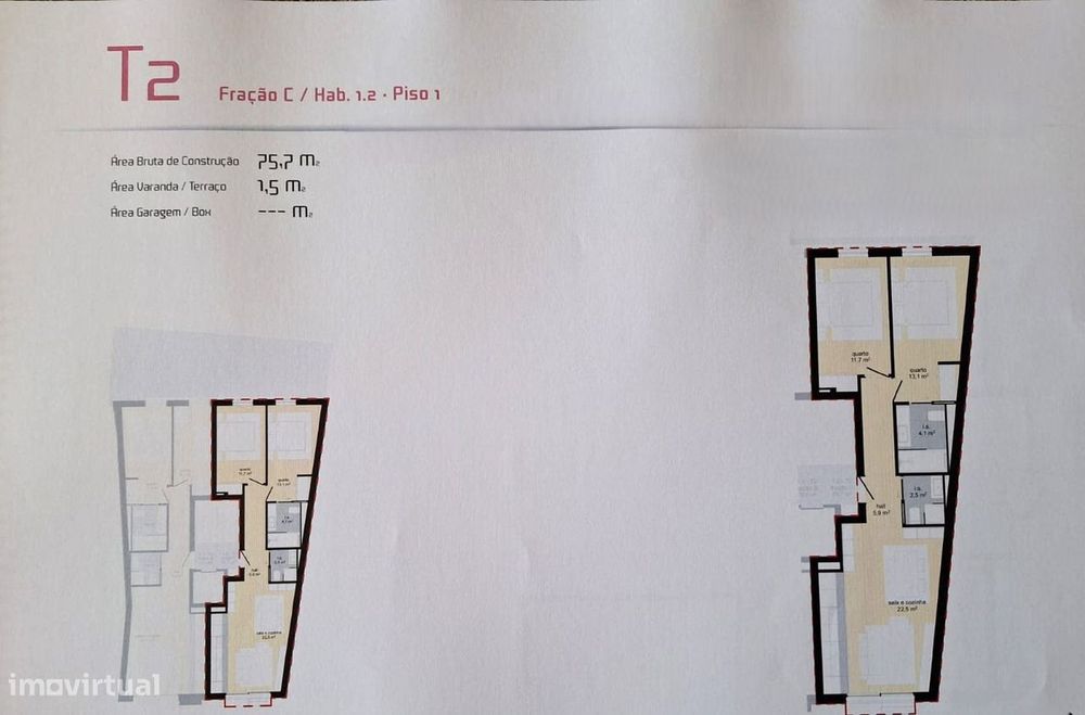 T2 novo em  zona nobre Leça da Palmeira