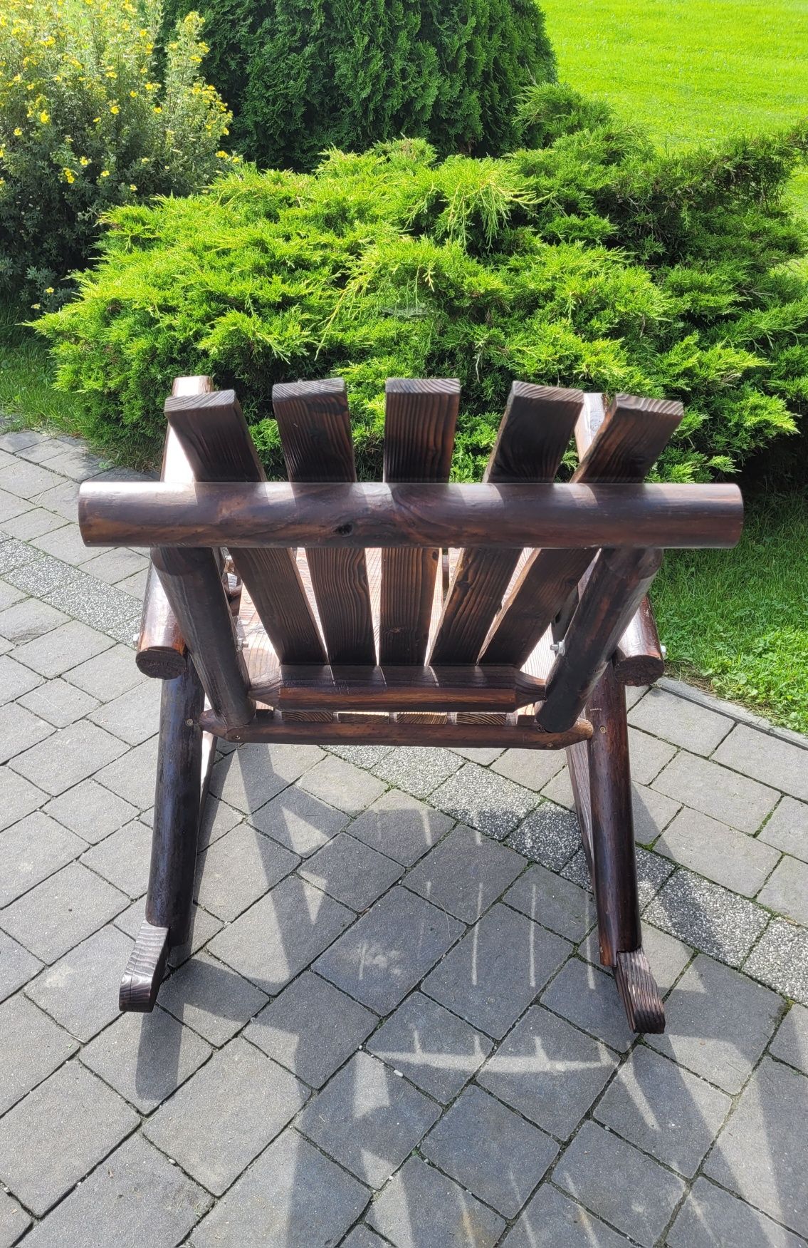 Solidny Fotel Bujany Krzesło Ogrodowe Podłokietniki Lite Drewno