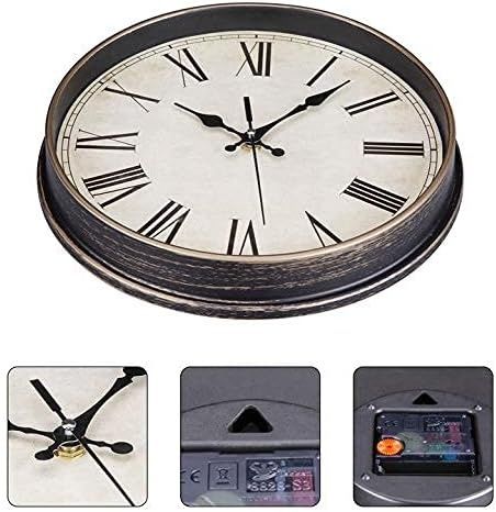 Zegar retro ścienny okrągły cyfry rzymskie, cichy 27cm.