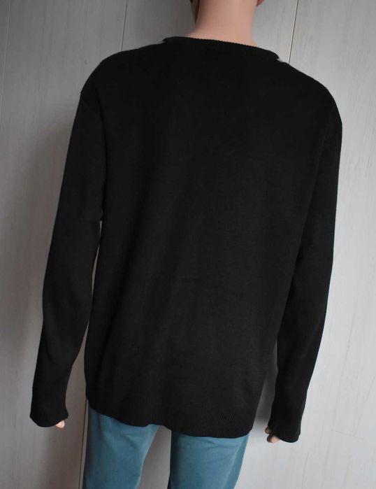 Sweter XL retro vintage czarny dzianinowy męski serek lata 90 sweterek