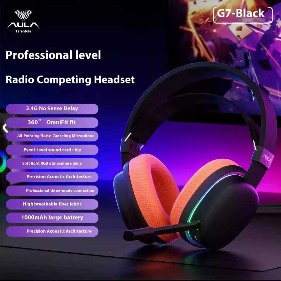 AULA G7 – бездротові навушники 3-в-1 з мікрофоном, 7.1 та RGB