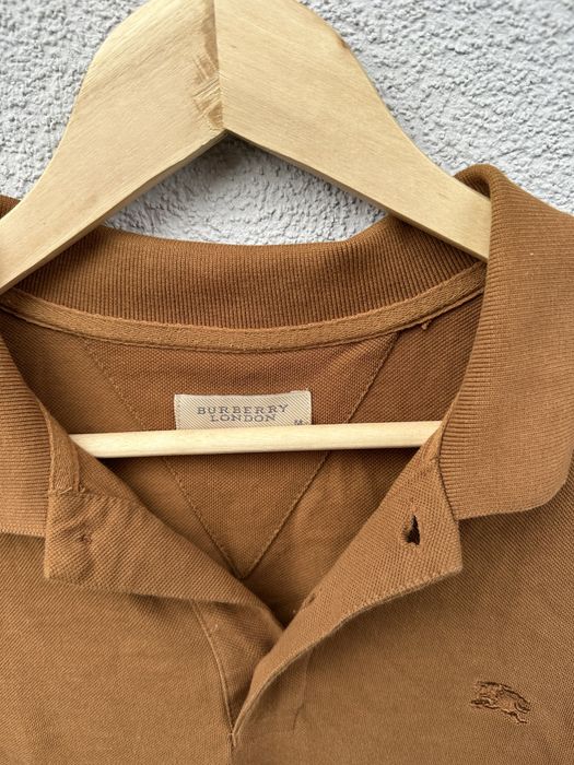 Burberry M brązowa musztardowa koszulka polo haft logo
