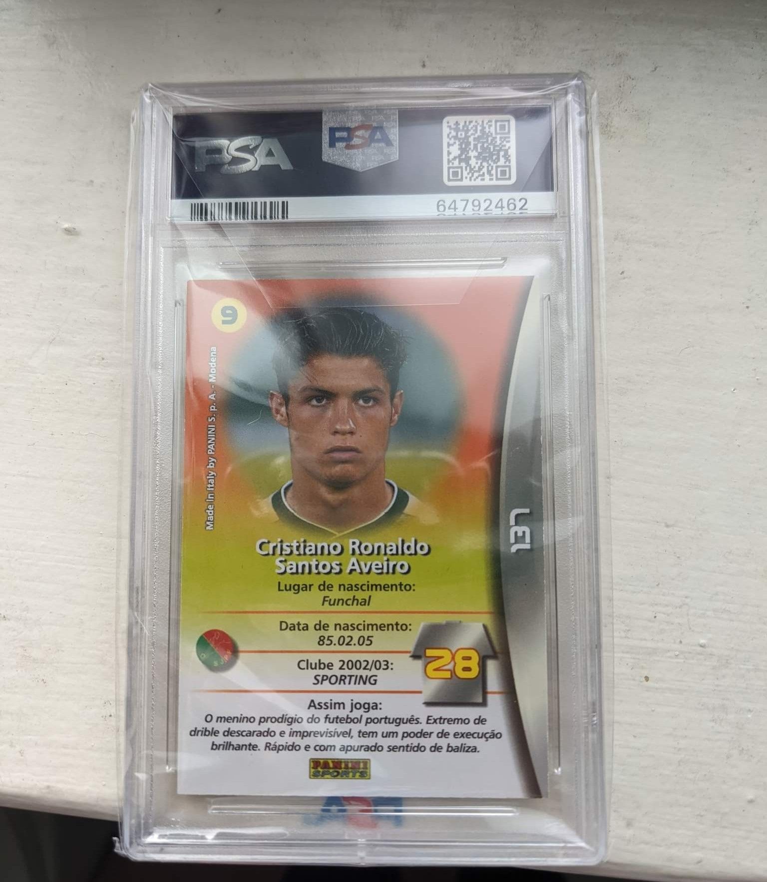 Carta Graduada Cristiano Ronaldo #137 MegaCraques 2003 (PSA 6) Panini