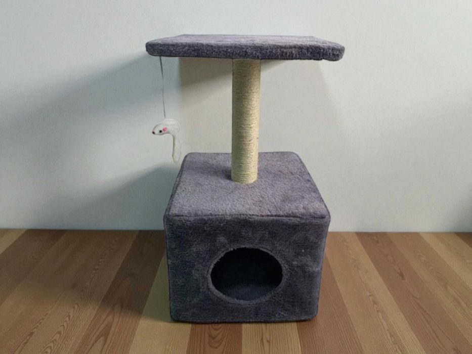 NOWY Piękny Mały Drapak dla kota z zabawką stabilny + legowisko 2w1