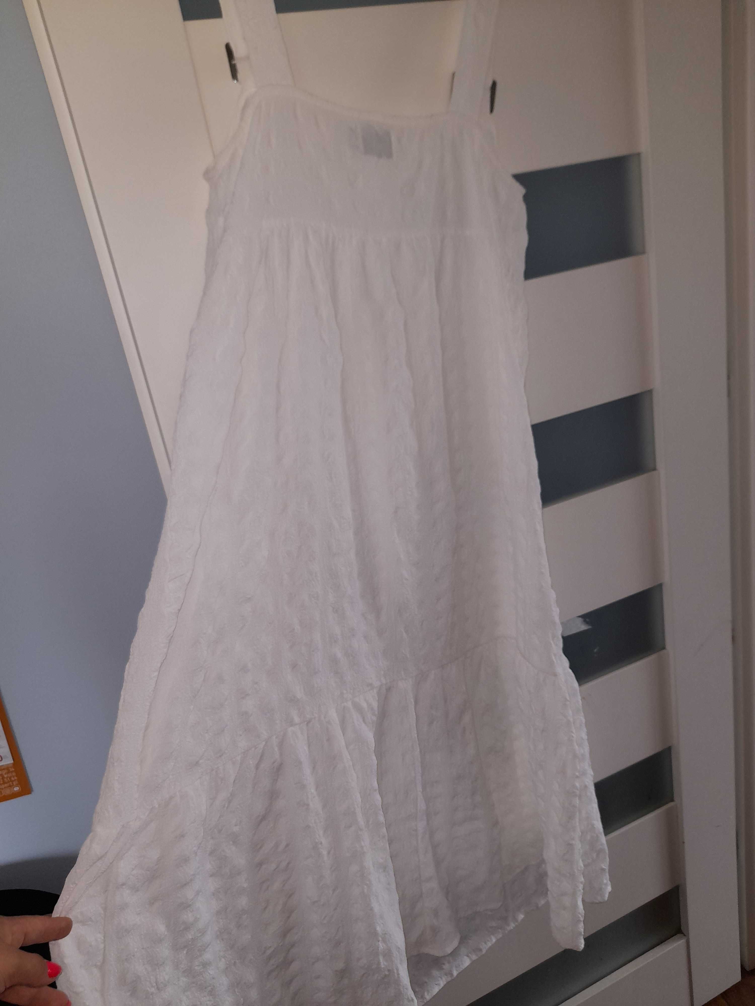 Asos Biała długa sukienka na ramiączkach 42 XL