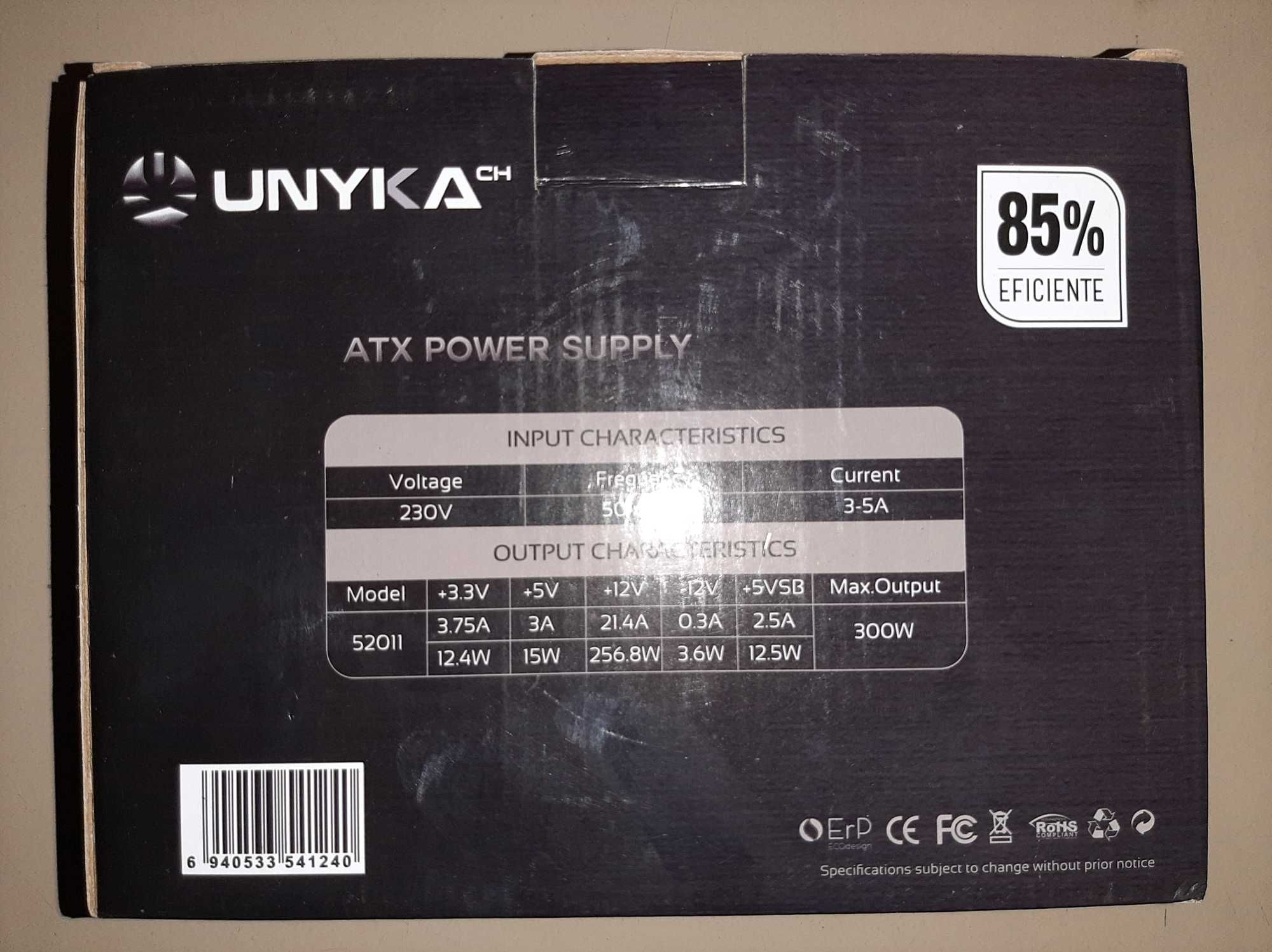 Fonte de alimentação ATX 300W UNYKA