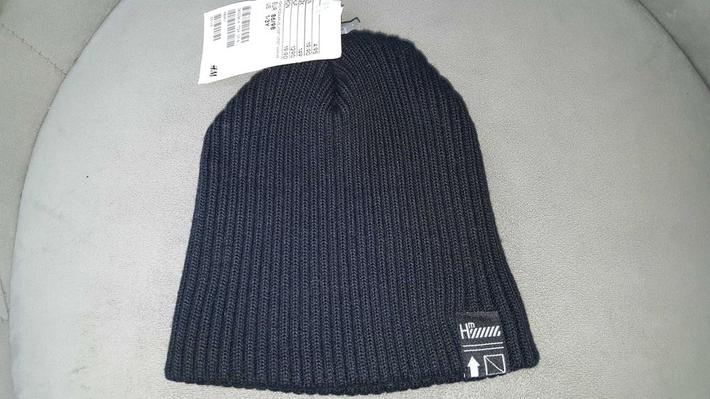 Nowa czapka 1-3 splot w prążki 86/98 czarna H&M 50