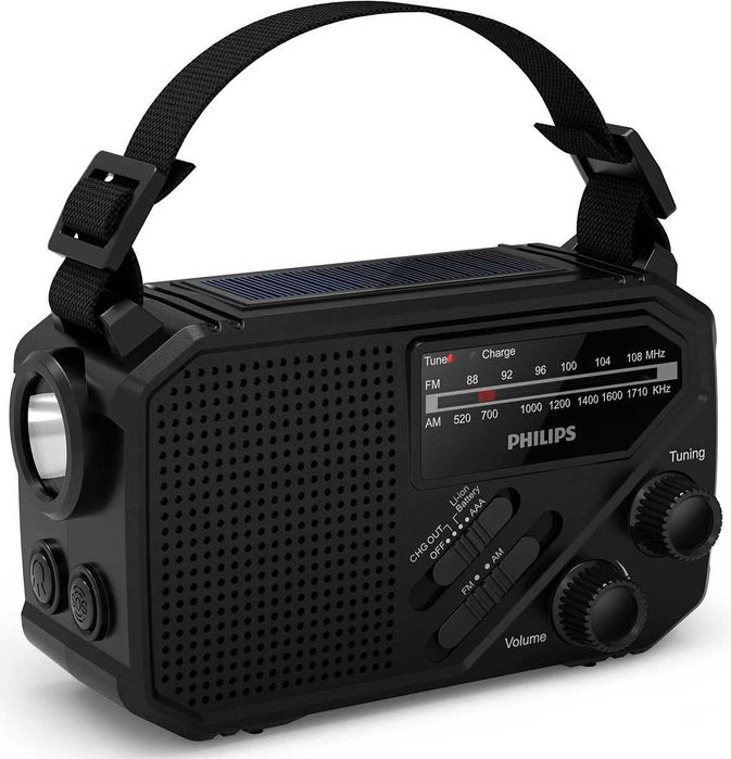 Radio przenośne PHILIPS TAR1609 Latarka SOS alarm Powerbank Solarne