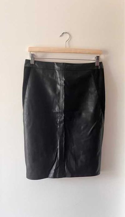 Czarna spódnica eco skóra midi ołówkowa do kolan F&F S 36 M 38