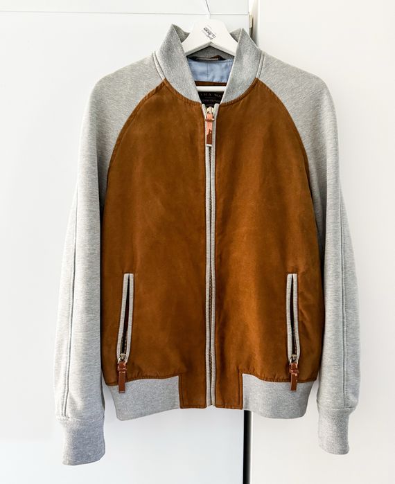 Kurtka męska Zara L bomberka brąz szary streetwear casual