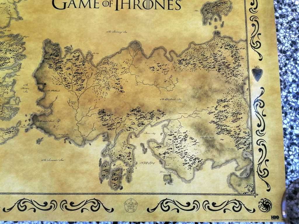 Plakat 92x61cm - Gra o Tron - Mapa Essos i Westeros - game of thrones