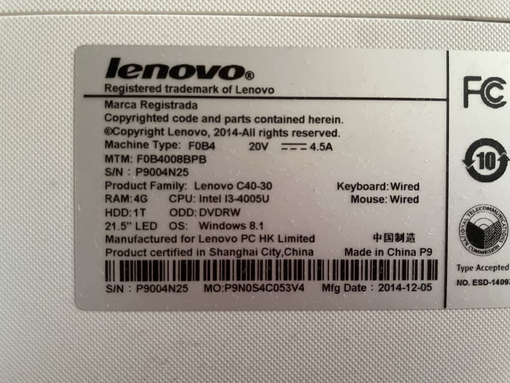 Komputer Lenovo ALL IN ONE
