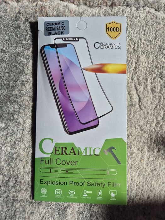 Szkło hartowane ceramic REDMI 9A/9C black  full cover 100D