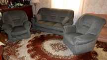 Piękny komplet wypoczynkowy Bologna sofa 3 os. i 2 fotele szara zieleń