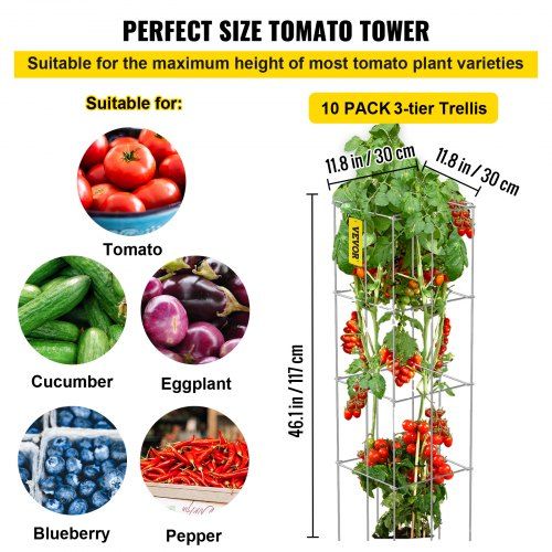 Gaiolas de suporte para plantas  para tomate 10 pacotes de aço quadrad